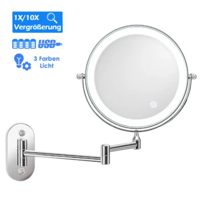 Kosmetikspiegel Schminkspiegel Beleuchtet LED Vergrößerung 1/5/10X Wandspiegel. - Bild 1 von 4