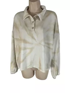 NWT Secret Treasures Sleepwear Long Sleeve Henley Top S Small White Tan Marble - Picture 1 of 8