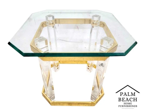 Lucite Side Coffee Table CHARLES HOLLIS JONES Style 24 Karat Gold Plated Petite Cover