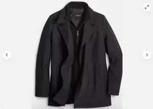 Kenneth Cole Men's Double Breasted Wool Blend Peacoat with Bib(GRAY M)NWT - Picture 1 of 4