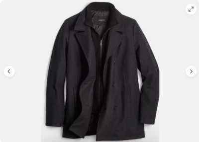 Kenneth Cole Men's Double Breasted Wool Blend Peacoat with Bib(GRAY M)NWT - Image 1 of 4