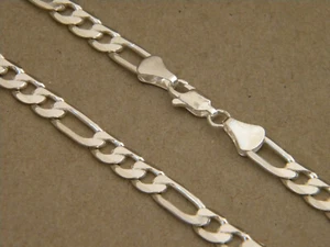 Cadena de collar de eslabones Figaro enchapados en plata para hombre 24 pulgadas de largo 6 mm de ancho - Imagen 1 de 3