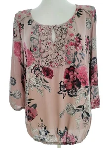T. 12 (40) Rosa polvo Blusa Manga 3/4 Bordado de Encaje - Imagen 1 de 5
