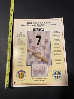 Hoja promocional autenticada de cubierta superior 1992-1993 Mickey Mantle Foto 1 de 4