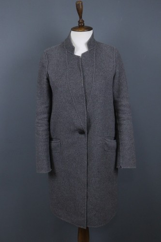 Cappotto lungo grigio VERSACE maniche lunghe tasche a filetto tasche monobottone tasche