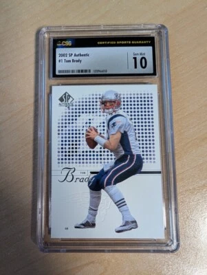 2002 Upper Deck SP Authentic Tom Brady #1 CSG 10 - Image 1 of 2