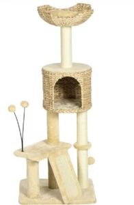 PawHut Cat Tree Tower with Scratching Post, Cat House CREAM pet house 5-5-20 - Picture 1 of 11