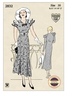 1930s Pretty Summer Dress Vintage Sewing Pattern Bust 34 - Picture 1 of 2