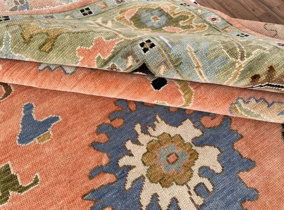 Alfombra coralina vintage para sala de estar alfombra moderna Oushak alfombra delantera dormitorio alfombra de lana Foto 1 de 4