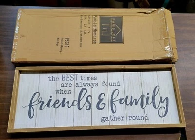 Paris Loft Rustic Gather Freinds  Wood Wall Sign Plaque, Room Decor Wall  - Image 1 of 4