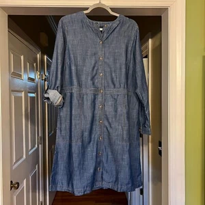 NWT J. Jill Glendale Denim Chambray Shirtdress Shirt Style Dress Size MEDIUM - Picture 1 of 3