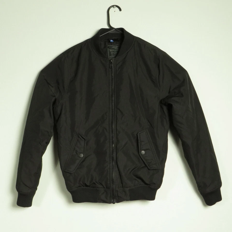 H & M разделенный куртка женщин маленький черный длинным рукавом молнии куртка с карманами - Изображение 1 из 4