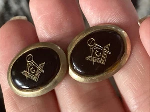 FREEMASON Cufflinks vintage geometry compass symbol - Picture 1 of 5
