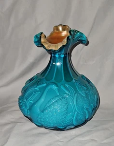 Vintage Murano Italian Glass Vase Somerso Cobalt Blue Clear Ribbed Scalloped Rim - Picture 1 of 6