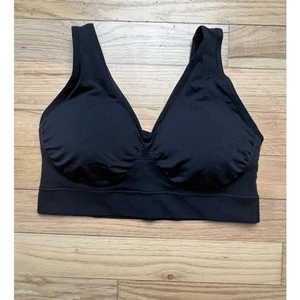 NEW Truekind Women's L Everyday Comfort V Neck Bralette Black Casual Soft - Picture 1 of 7