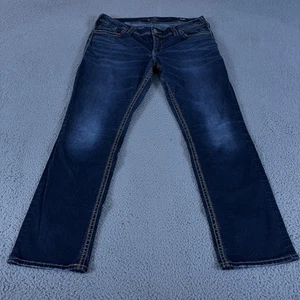 Silver Jeans Damen 18/32" blau Suki Mid Straight Mid Rise Dark Wash Fluid Denim - Bild 1 von 11