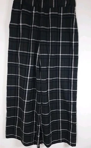 Monkl Trousers XS Wide Leg Cropped Window Pane Check Black Grey Elasticated  - Picture 1 of 4
