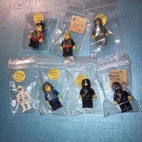 7 LEGO 6093 Ninja Skeleton Minifigures Black Gray Robber Samurai Flying Fortress