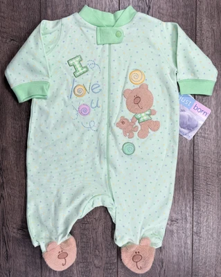 Ropa de bebé niño nueva vintage recién nacido 0-3 meses I Love You Bear conjunto con patas Foto 1 de 3