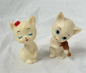 Vintage White Plastic Cat/Kittens Finger Puppets (z282) - Bild 1 von 3