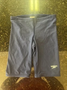 Speedo Boys Jammer Navy Sz 26 Swim Team Suit Bathing Suit Competitive Trunks - Picture 1 of 7