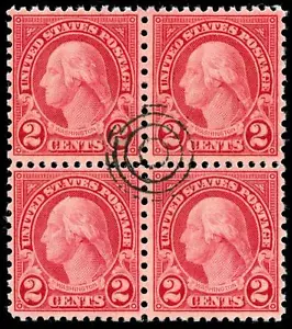 momen: francobolli USA #579 usati blocco di 4 SCARCE XF PF cert LOTTO #91000-11 - Foto 1 di 2