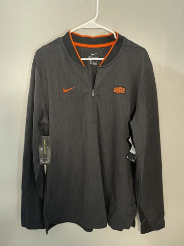Mens Oklahoma State Cowboys Nike Football Jacket Gray 1/4 Zip New Large $85 Cover