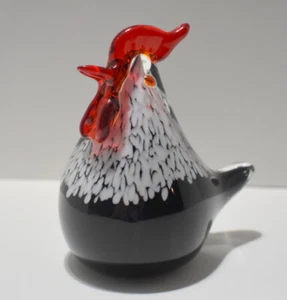 Pisapapeles Estatuilla Arte Vidrio Soplado a Mano Gallo Pollo Rojo Negro Blanco - Imagen 1 de 12