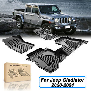 Car Floor Mats TPE Rubber Liners Carpet All Weather for 2020-2024 Jeep Gladiator