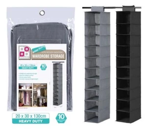 Hanging Wardrobe Organiser Closet Storage 10 Shelf Tier Layer Clothes Shoes Hats - Picture 1 of 10