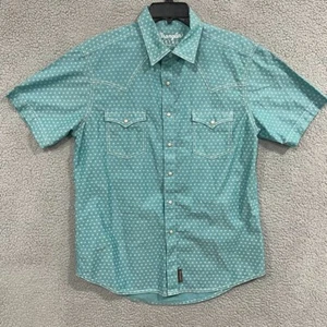 Wrangler Retro Premium Men's Blue Short Sleeve Pearl Snap w/pockets SZ L - Picture 1 of 6