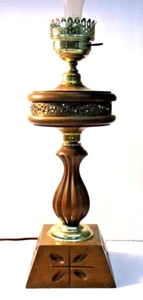 Mid Century Moden WOODEN TABLE LAMP Hand Made? 18" tall to top of socket - Picture 1 of 12
