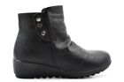 Womens Ankle Boots Wide Open Entry Warm Thermal Zip And Press Stud Fasten Black