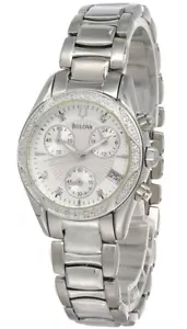 New Bulova Chrono 32MM Silver Dial SS Women's Watch 96R134 - Picture 1 of 3