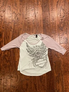 Vintage Harley Davidson Womens Aqua/ Grey Blue Long Sleeve T-shirt Tee M 🇺🇸 - Picture 1 of 5