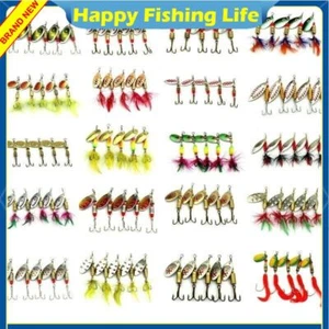 10PCS Lot Fishing Lures Metal Spinner Baits Bass Tackle Crankbait Spoon Trout - Imagen 1 de 43