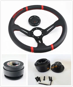 13.5" Deep Dish drifting Sport Off Road STEERING WHEEL & HORN QUICK RELESE KIT - Picture 1 of 8