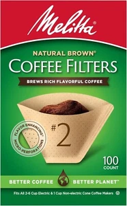 #2 Cone Coffee Filters, Unbleached Natural Brown,100 Total Filters | USA - Picture 1 of 8