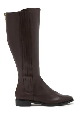 CALVIN KLEIN Finley Gored Leather Riding Boots Coffee Bean Brown 6.5 M  - Image 1 of 4