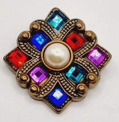 Hermoso broche broche broche vintage abstracto con cristal acrílico. E47 Foto 1 de 4