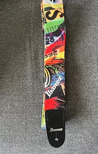 Ibanez Colourful Collage Thick Fiber Leather Ends Guitar Strap - Picture 1 of 1