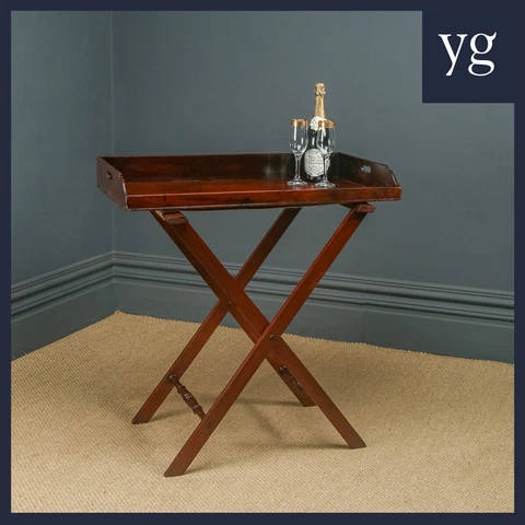 English Georgian Mahogany Butlers Drinks Tray & Stand (Circa 1820) Cover