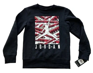 Air Jordan Taped Up Youth Black Crewneck Sweatshirt Boys Medium Jumpman New - Picture 1 of 6