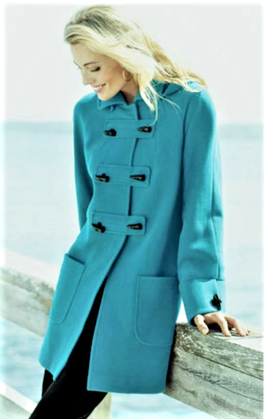 Chadwicks 羊毛臀部 lenght 连帽拖曳外套 绿色 尺寸 2P 全新带标签 — 第 1/4 张图片