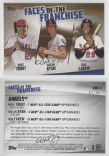 2019 Topps Faces of the Franchise Gold /50 Mike Trout Rod Carew Nolan Ryan HOF