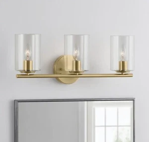 Hampton Bay Champlain 22.375 in. 3-Light Satin Brass Modern Bathroom Vanity B87 - Picture 1 of 12