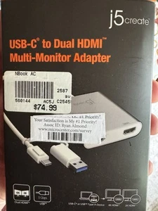 j5create JCA366 50 cm USB-C to 4 Port HDMI Adapter Hub- Multi Monitor Splitter - Bild 1 von 2