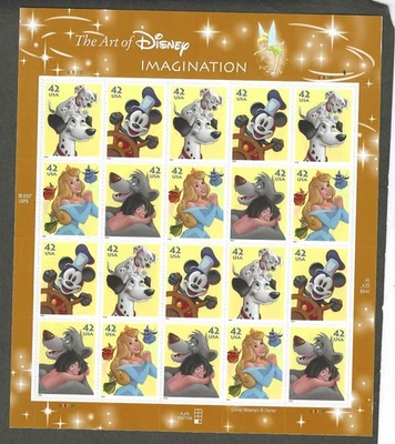 #4342-5 42c DISNEY IMAGINATION ISSUE PANE OF 20 MNH - Image 1 of 2