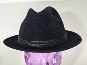 Vintage Flechet Chapeau schwarz Filz Fedora Hut Größe 7 1/4 - Bild 1 von 9
