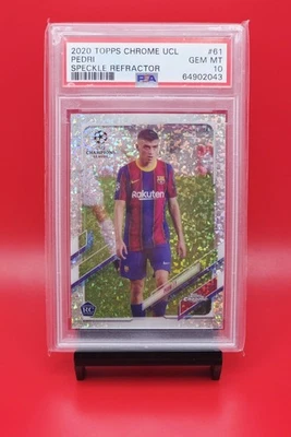 2020-21 Topps Chrome UEFA Barcelona Pedri RC Speckle Refractor PSA 10 - Image 1 of 2